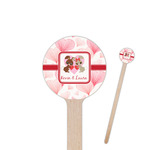 Hearts & Bunnies 6" Round Wooden Stir Sticks - Single Sided (Personalized)