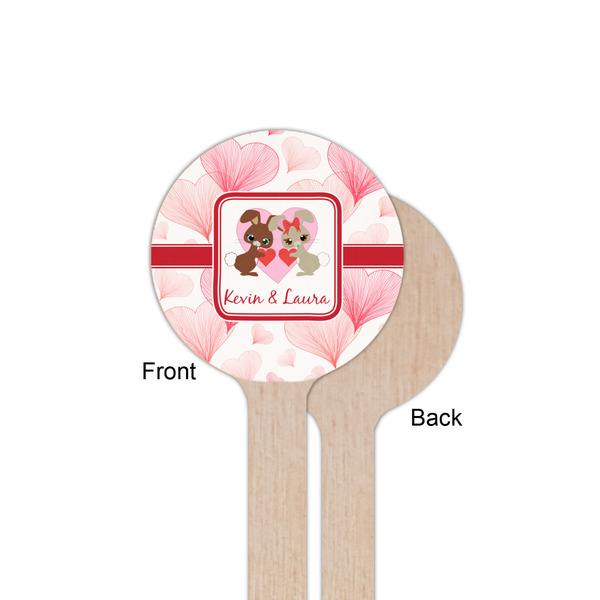 Hearts & Bunnies Wooden 6" Stir Stick - Round - Single Sided - Front & Back