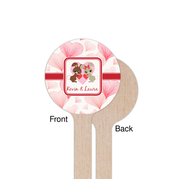 Hearts & Bunnies Wooden 7.5" Stir Stick - Round - Single Sided - Front & Back
