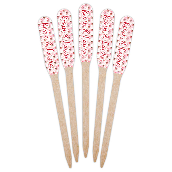 Hearts & Bunnies Wooden Food Pick - Paddle - Fan View