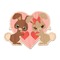 Hearts & Bunnies Wooden Sticker - Main