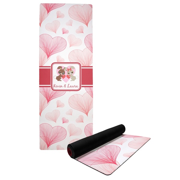 Custom Hearts & Bunnies Yoga Mat (Personalized)