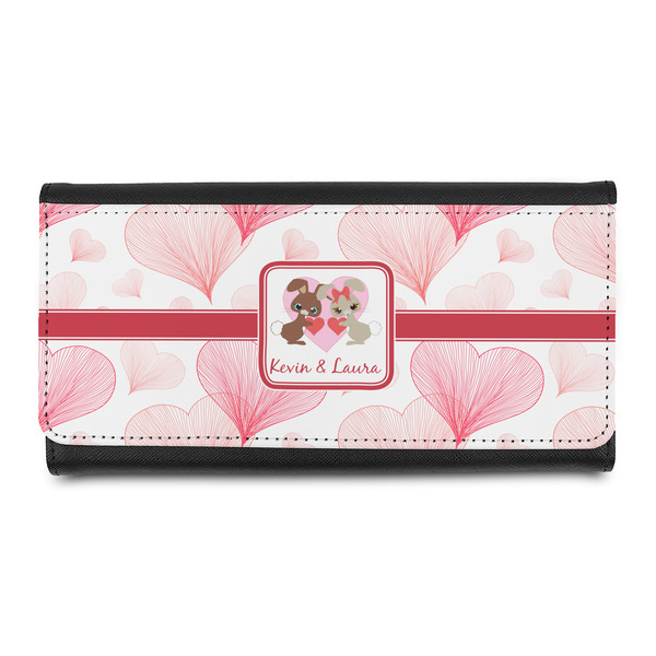 Custom Hearts & Bunnies Leatherette Ladies Wallet (Personalized)