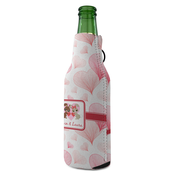 Hearts & Bunnies Zipper Bottle Cooler - ANGLE (bottle)