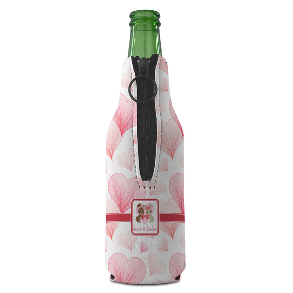 Hearts & Bunnies Zipper Bottle Cooler - BACK (bottle)