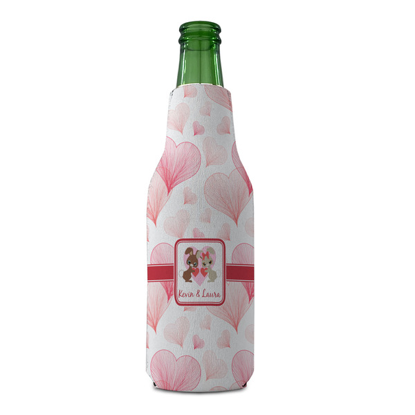 Hearts & Bunnies Zipper Bottle Cooler - FRONT (bottle)