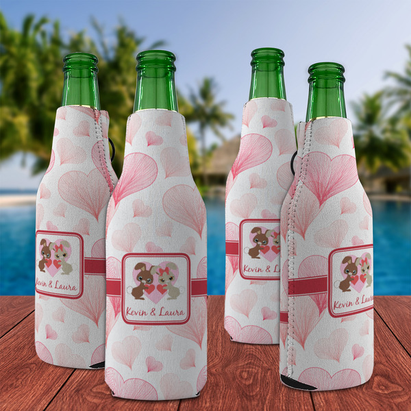 Hearts & Bunnies Zipper Bottle Cooler - Set of 4 - LIFESTYLE