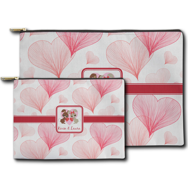 Hearts & Bunnies Zippered Pouches - Size Comparison