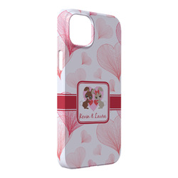 Hearts & Bunnies iPhone Case - Plastic - iPhone 14 Plus (Personalized)