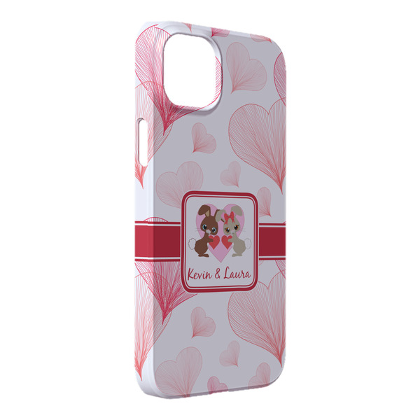 Custom Hearts & Bunnies iPhone Case - Plastic - iPhone 14 Plus (Personalized)