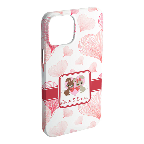 Custom Hearts & Bunnies iPhone Case - Plastic - iPhone 15 Pro Max (Personalized)