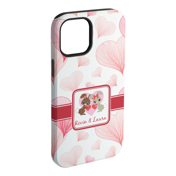 Custom Hearts & Bunnies iPhone Case - Rubber Lined (Personalized)