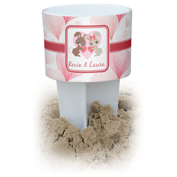 Custom Hearts & Bunnies Beach Spiker Drink Holder (Personalized)