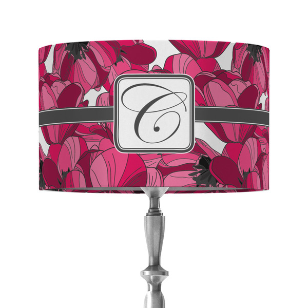 Tulips 12" Drum Lampshade - ON STAND (Fabric)