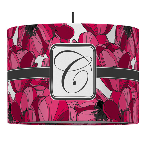 Custom Tulips 16" Drum Pendant Lamp - Fabric (Personalized)