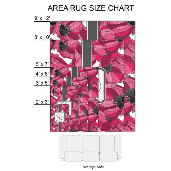 Tulips 2'x3' Indoor Area Rugs - Size Chart