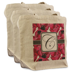 Tulips Reusable Cotton Grocery Bags - Set of 3 (Personalized)