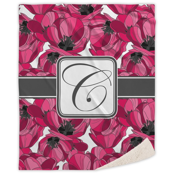 Custom Tulips Sherpa Throw Blanket (Personalized)