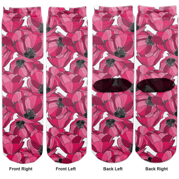 Tulips Adult Crew Socks - Double Pair - Front and Back - Apvl