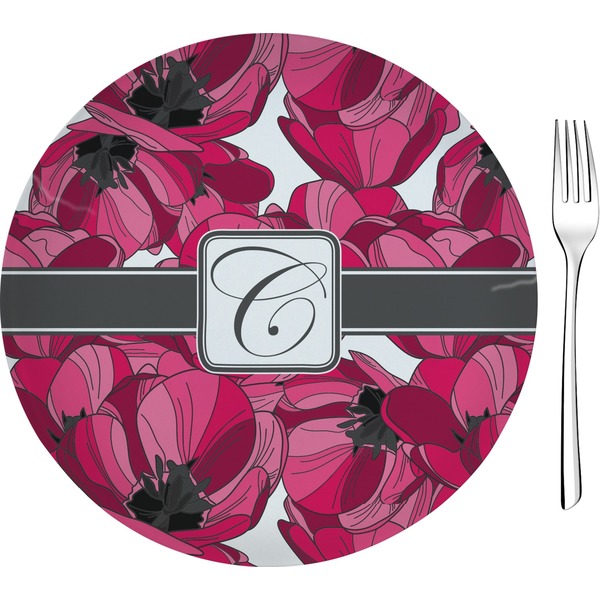 Custom Tulips 8" Glass Appetizer / Dessert Plates - Single or Set (Personalized)