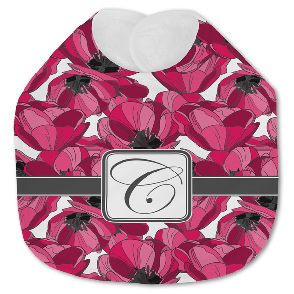 Custom Tulips Jersey Knit Baby Bib w/ Initial