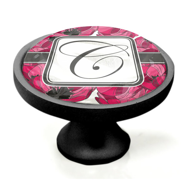 Tulips Black Custom Cabinet Knob (Side)