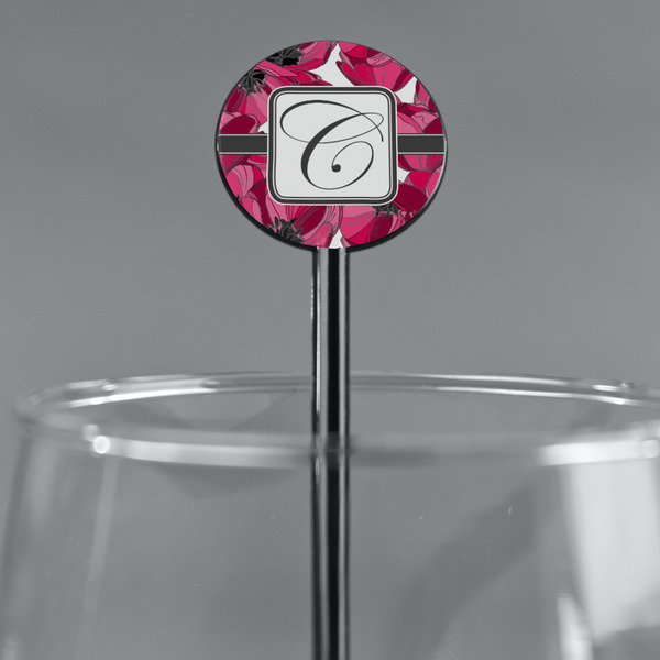 Tulips Black Plastic 5.5" Stir Stick - Round - Main