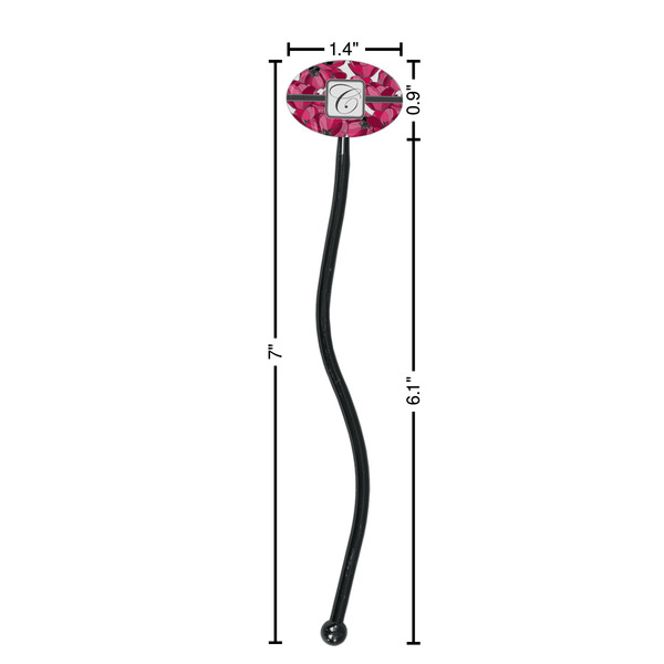 Tulips Black Plastic 7" Stir Stick - Oval - Dimensions
