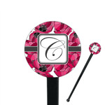 Tulips 7" Round Plastic Stir Sticks - Black - Single Sided (Personalized)