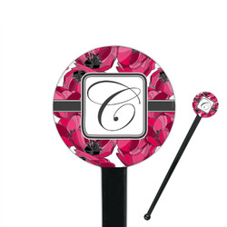 Tulips 7" Round Plastic Stir Sticks - Black - Single Sided (Personalized)
