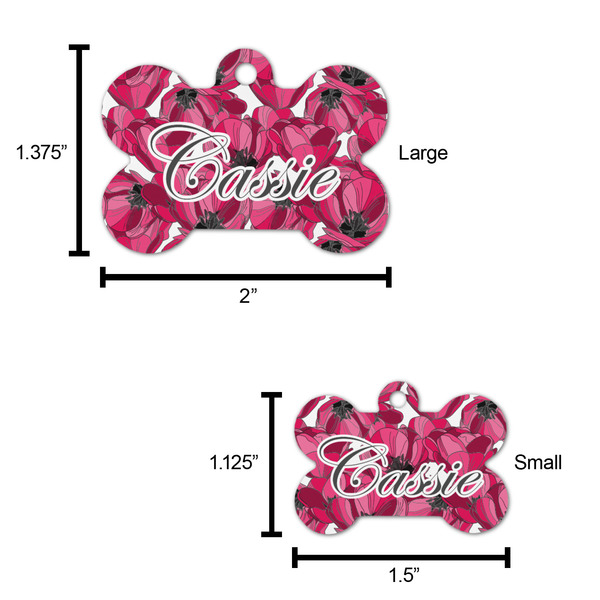Tulips Bone Shaped Dog ID Tag - Large - Scale