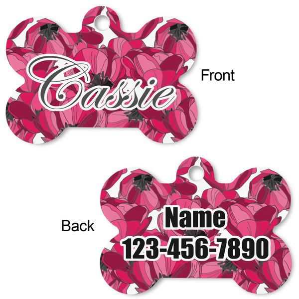 Tulips Bone Shaped Dog Tag - Front & Back