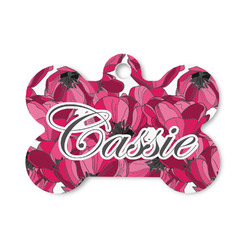 Tulips Bone Shaped Dog ID Tag - Small (Personalized)