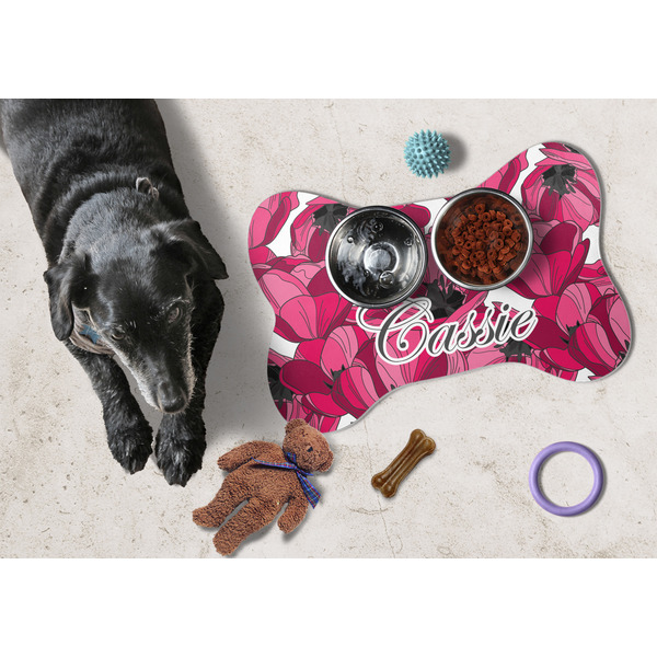 Tulips Bone Shaped Mat w/ Food & Water