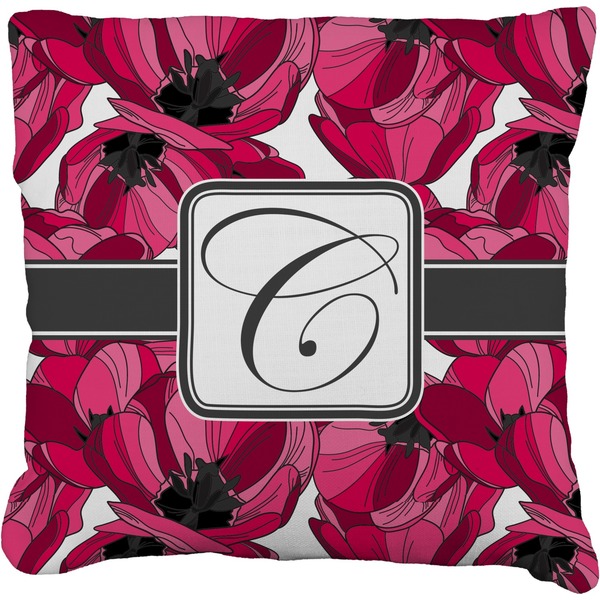 Custom Tulips Faux-Linen Throw Pillow (Personalized)