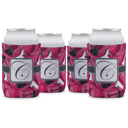 Tulips Can Cooler (12 oz) - Set of 4 w/ Initial