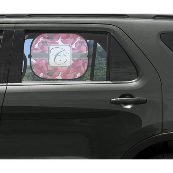 Tulips Car Sun Shade Black - In Car Window
