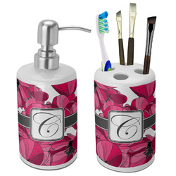 Tulips Ceramic Bathroom Accessories Set (Personalized)