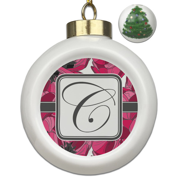 Custom Tulips Ceramic Ball Ornament - Christmas Tree (Personalized)