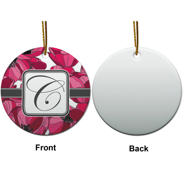 Tulips Ceramic Flat Ornament - Circle Front & Back (APPROVAL)