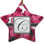 Tulips Star Ceramic Ornament w/ Initial