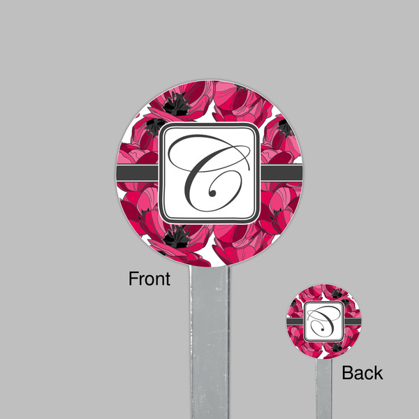 Tulips Clear Plastic 7" Stir Stick - Round - Front & Back