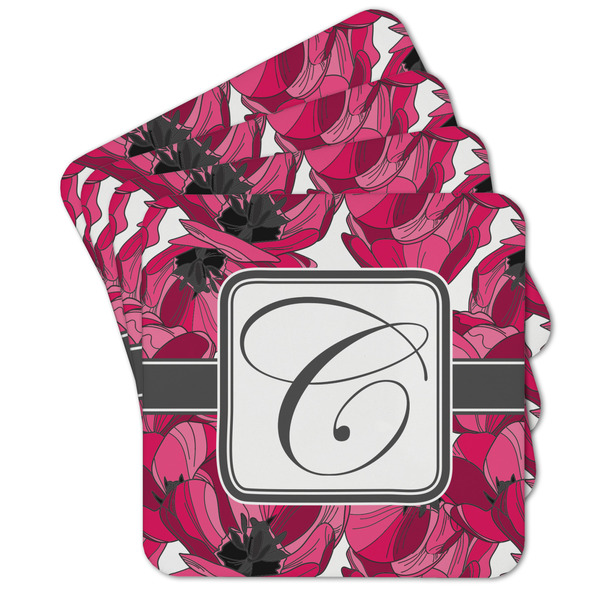 Custom Tulips Cork Coaster - Set of 4 w/ Initial