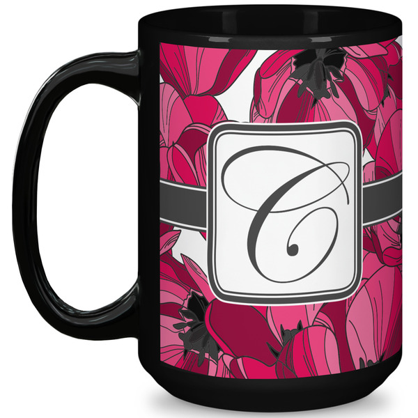 Custom Tulips 15 Oz Coffee Mug - Black (Personalized)