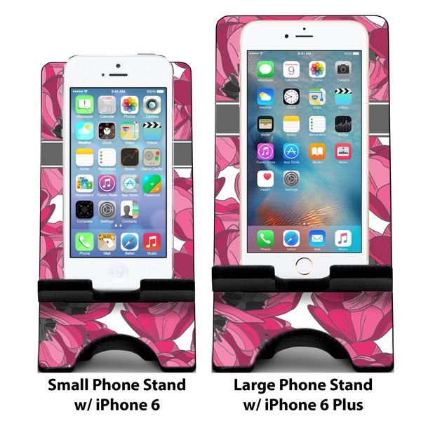 Tulips Compare Phone Stand Sizes - with iPhones