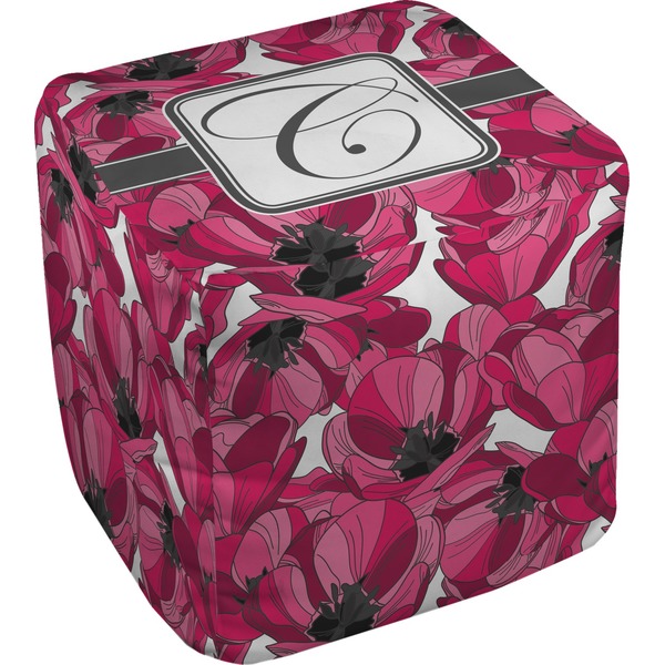 Custom Tulips Cube Pouf Ottoman - 13" (Personalized)