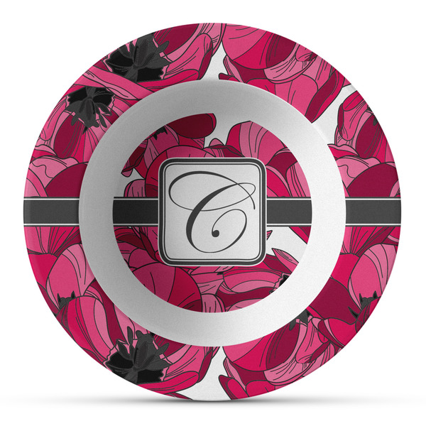 Custom Tulips Plastic Bowl - Microwave Safe - Composite Polymer (Personalized)