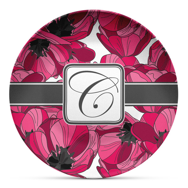 Custom Tulips Microwave Safe Plastic Plate - Composite Polymer (Personalized)