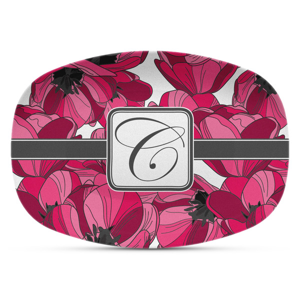 Custom Tulips Plastic Platter - Microwave & Oven Safe Composite Polymer (Personalized)