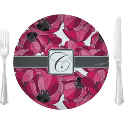 Tulips 10" Glass Lunch / Dinner Plates - Single or Set (Personalized)